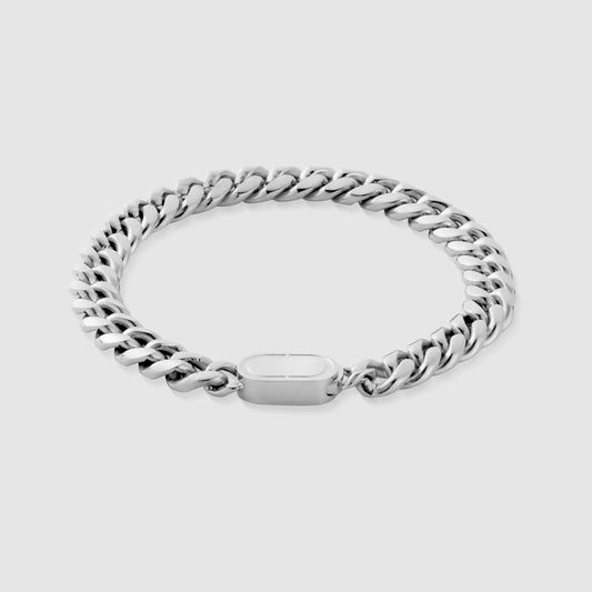 8mm Silver Cuban Chain Bracelet